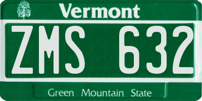 VT license plate ZMS632