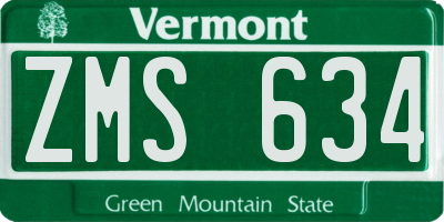 VT license plate ZMS634