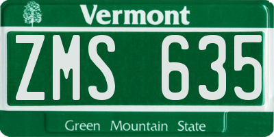 VT license plate ZMS635