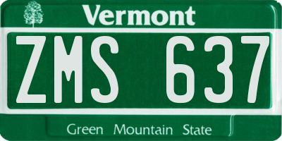 VT license plate ZMS637