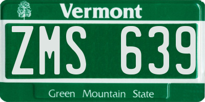 VT license plate ZMS639