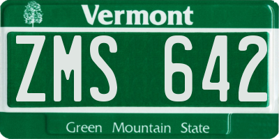 VT license plate ZMS642