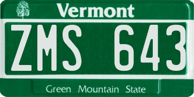 VT license plate ZMS643