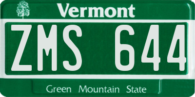 VT license plate ZMS644