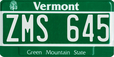 VT license plate ZMS645