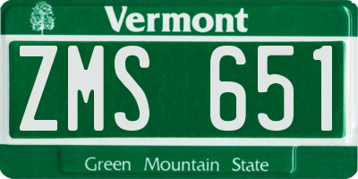 VT license plate ZMS651