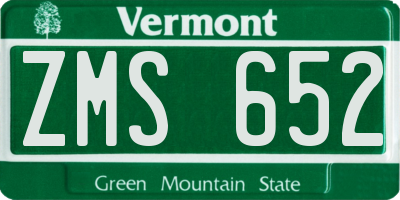 VT license plate ZMS652
