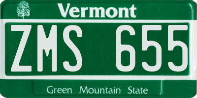 VT license plate ZMS655