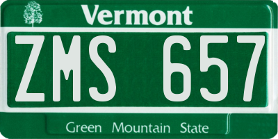 VT license plate ZMS657