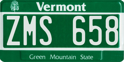 VT license plate ZMS658