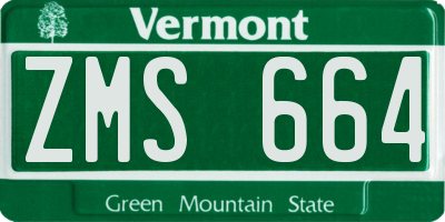 VT license plate ZMS664