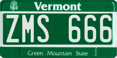 VT license plate ZMS666
