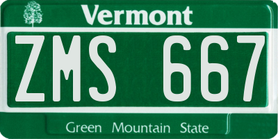 VT license plate ZMS667