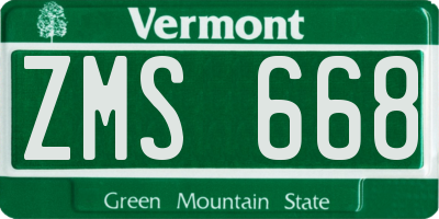 VT license plate ZMS668