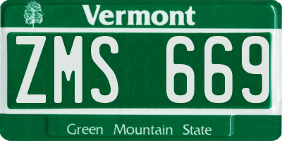VT license plate ZMS669