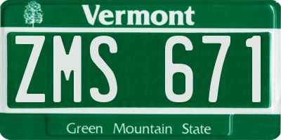 VT license plate ZMS671