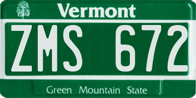 VT license plate ZMS672