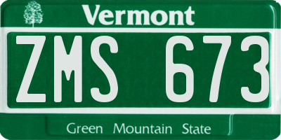 VT license plate ZMS673