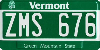 VT license plate ZMS676