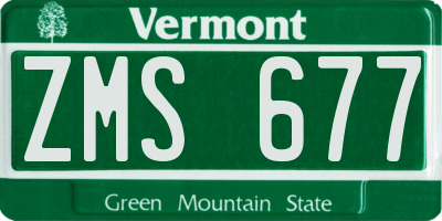 VT license plate ZMS677