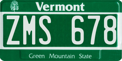 VT license plate ZMS678