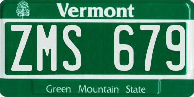VT license plate ZMS679