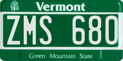VT license plate ZMS680