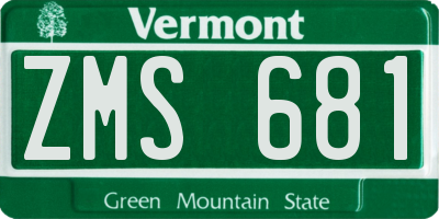 VT license plate ZMS681