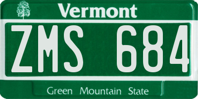VT license plate ZMS684
