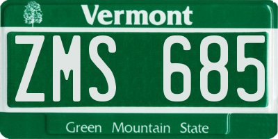 VT license plate ZMS685