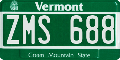 VT license plate ZMS688