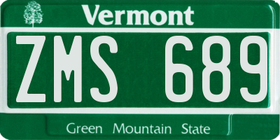 VT license plate ZMS689