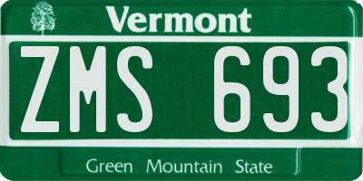 VT license plate ZMS693