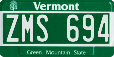 VT license plate ZMS694