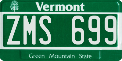 VT license plate ZMS699