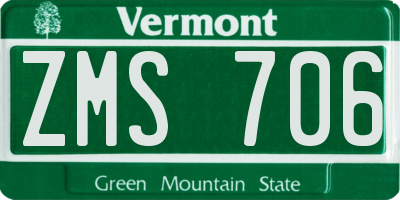 VT license plate ZMS706