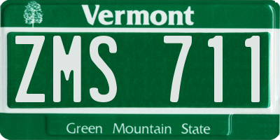 VT license plate ZMS711