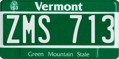VT license plate ZMS713