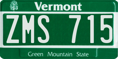 VT license plate ZMS715