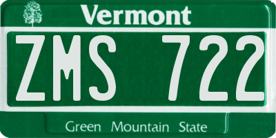 VT license plate ZMS722