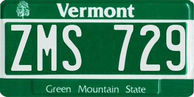 VT license plate ZMS729