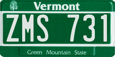 VT license plate ZMS731