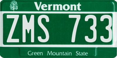VT license plate ZMS733