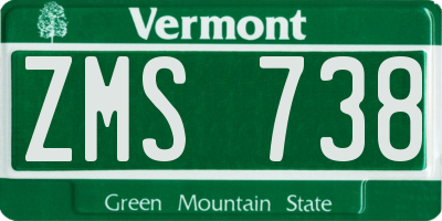 VT license plate ZMS738