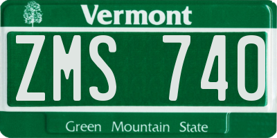 VT license plate ZMS740