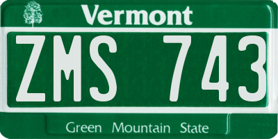 VT license plate ZMS743