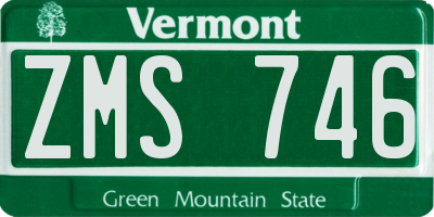 VT license plate ZMS746