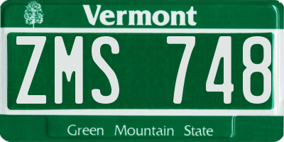 VT license plate ZMS748
