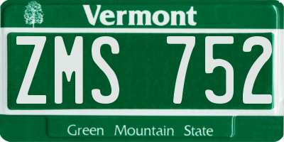 VT license plate ZMS752