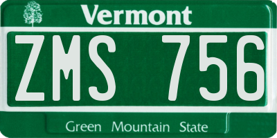 VT license plate ZMS756